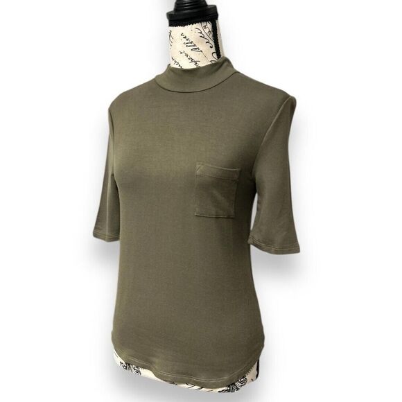 Articles of Society S Military Green Cowl Neck Short Sleeve Front Pocket Top NWT - Picture 6 of 6